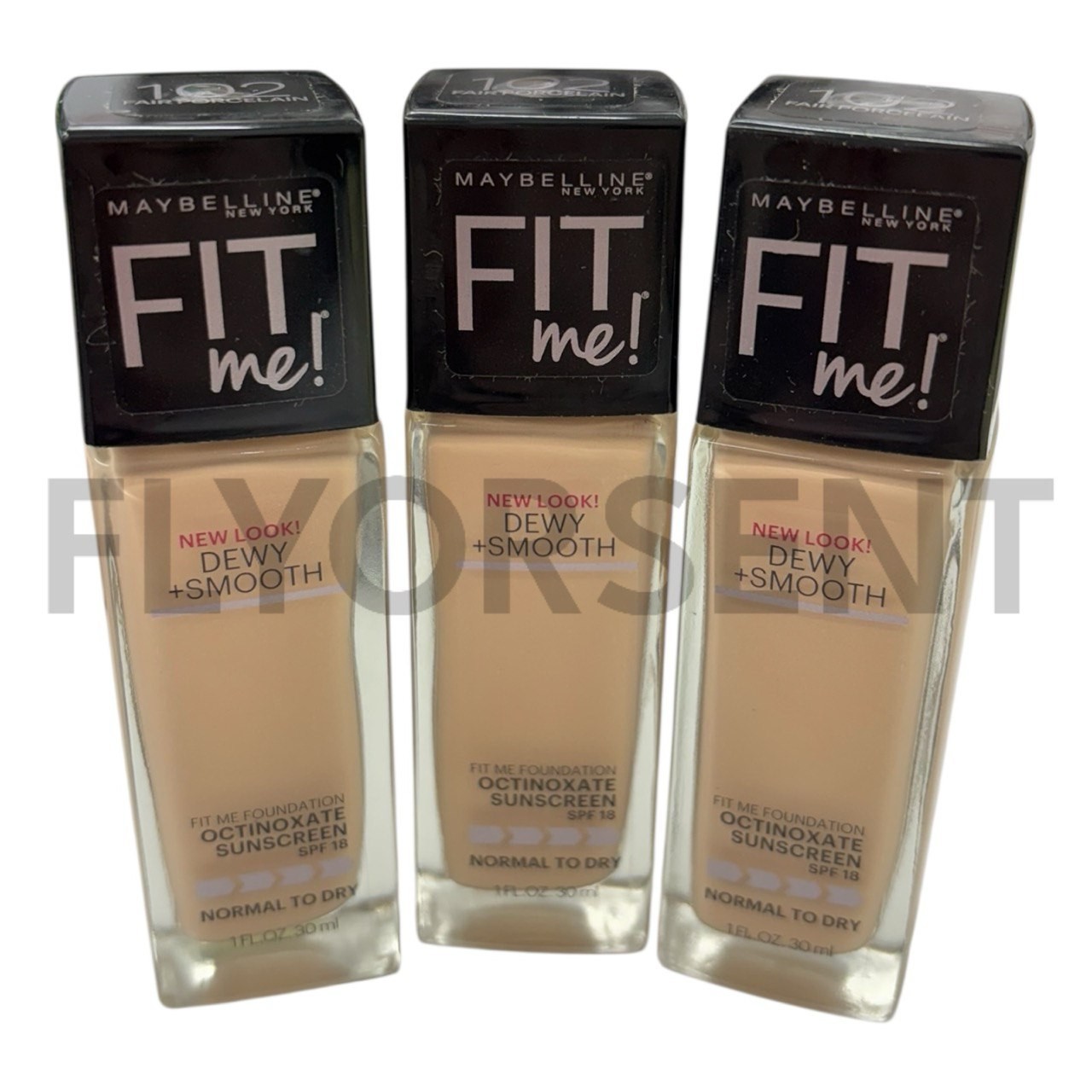 Maybelline Fit Me Dewy + Smooth Foundation SPF 18 102 Fair Porcelain 1oz X3 NWOB