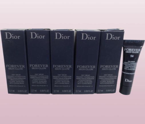 DIOR FOREVER SKIN GLOW 24H WEAR RADIANT FOUNDATION 5W WARM 0.09 OZ LOT OF 5