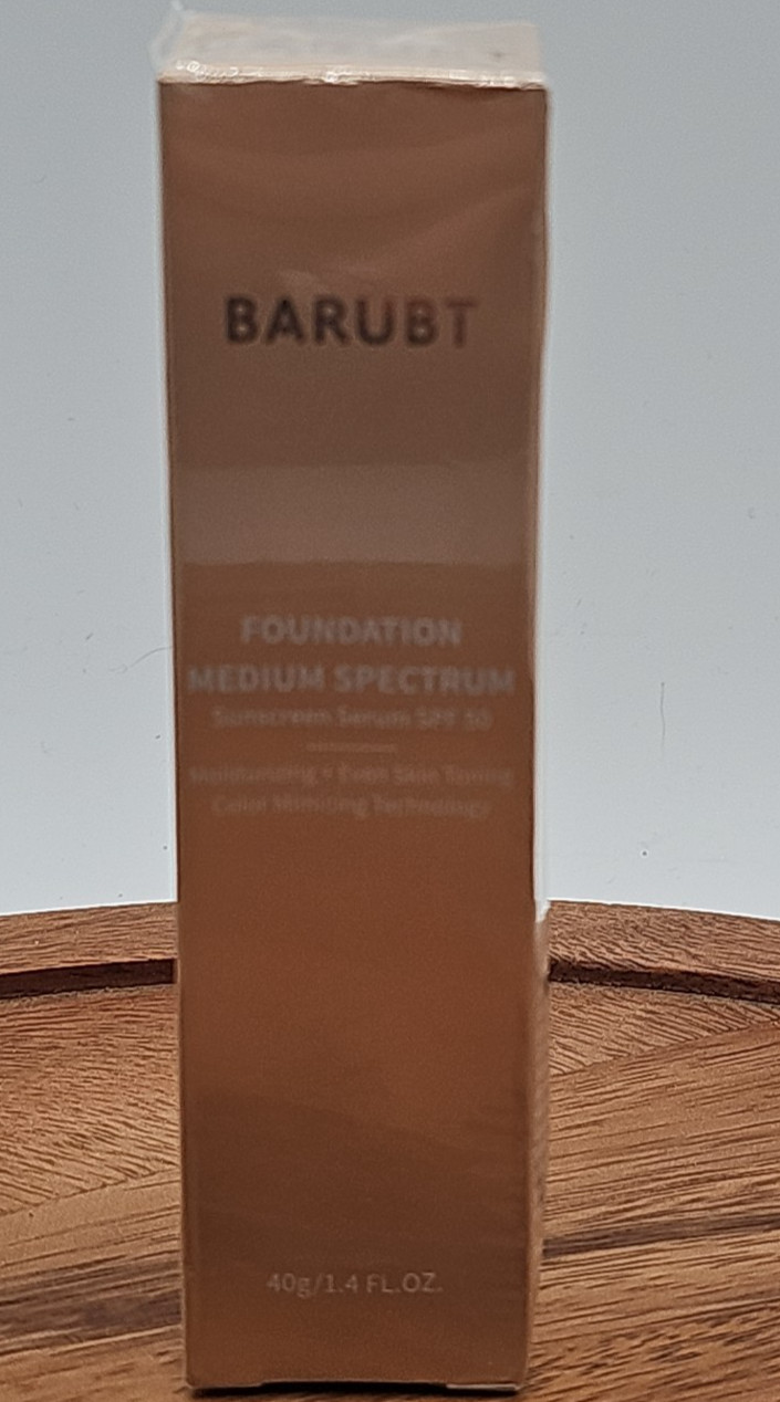 Barubt Foundation Medium Spectrum Sunscreen Serum SPF 50 New Sealed Exp 10/2027
