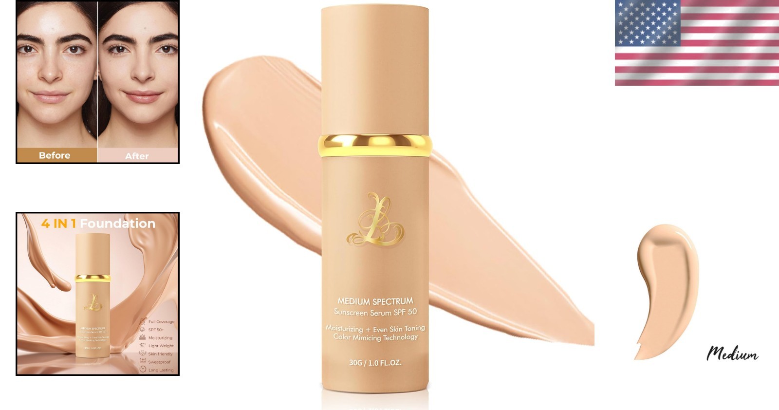 Hydrating Color Changing Foundation with SPF 50+: Lightweight & Waterproof