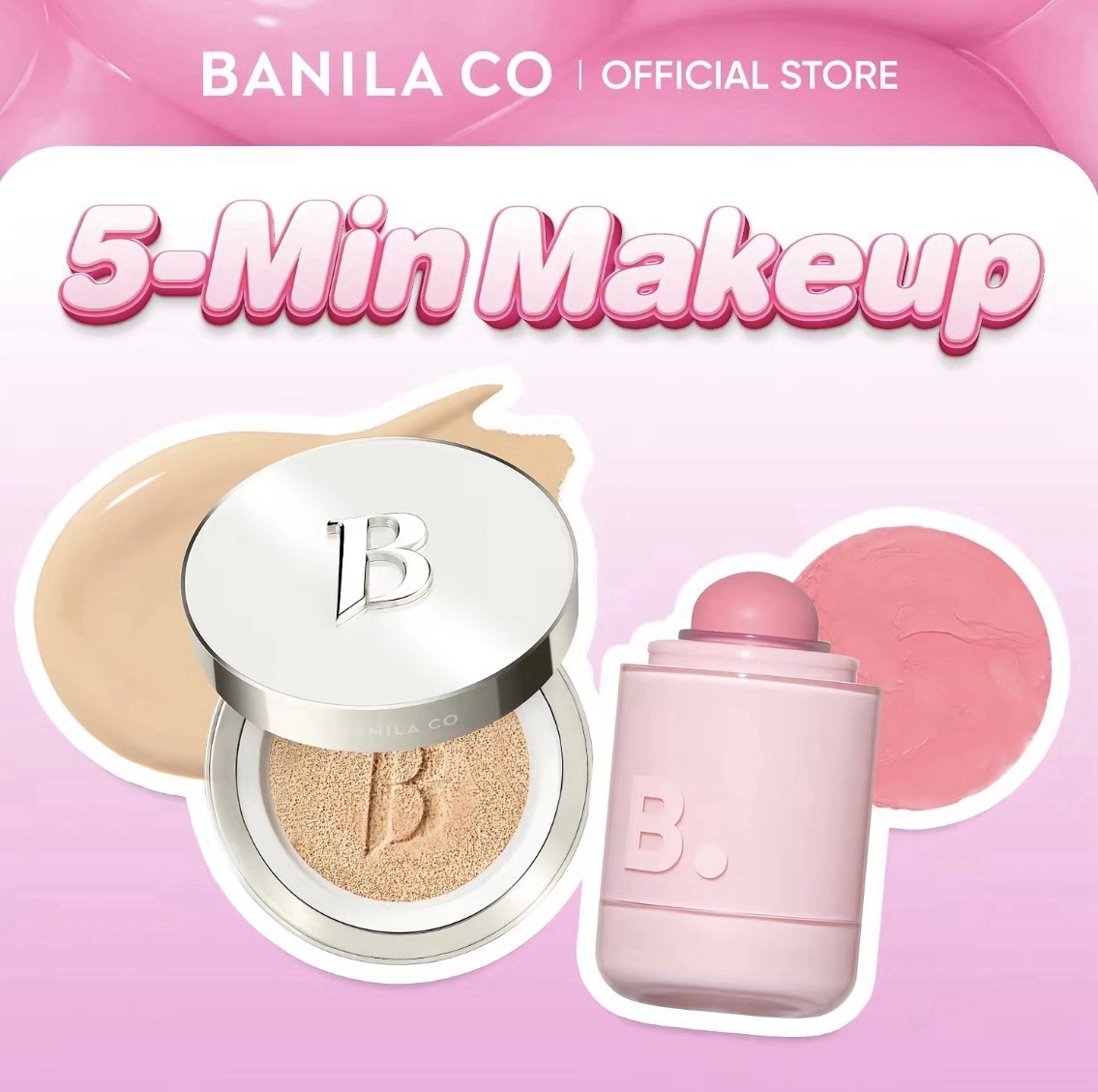 BANILA CO 2-Step Cushion Foundation Set, Compact + Blush SHADES~ Medium & Pink S