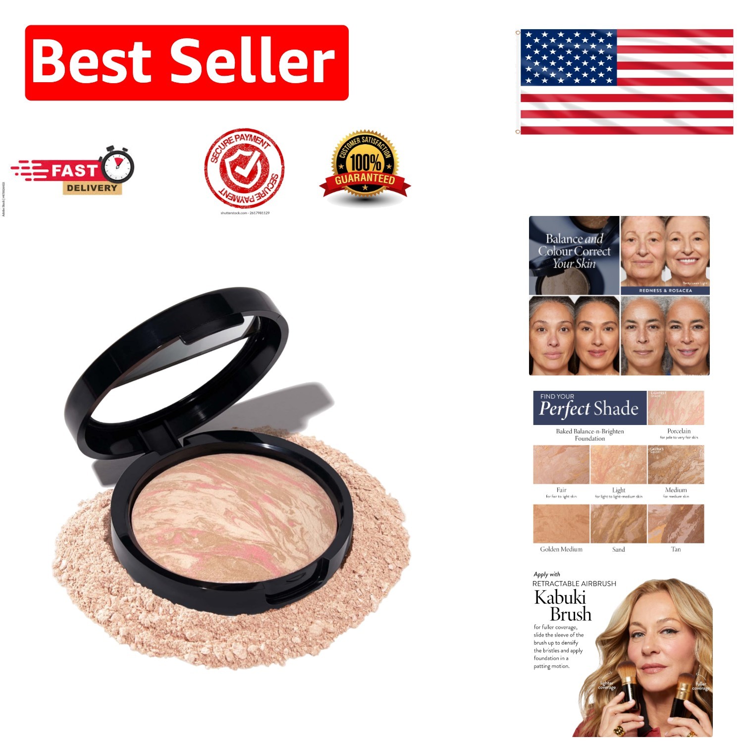 Color Correcting Powder Foundation – Porcelain, Demi-Matte Finish