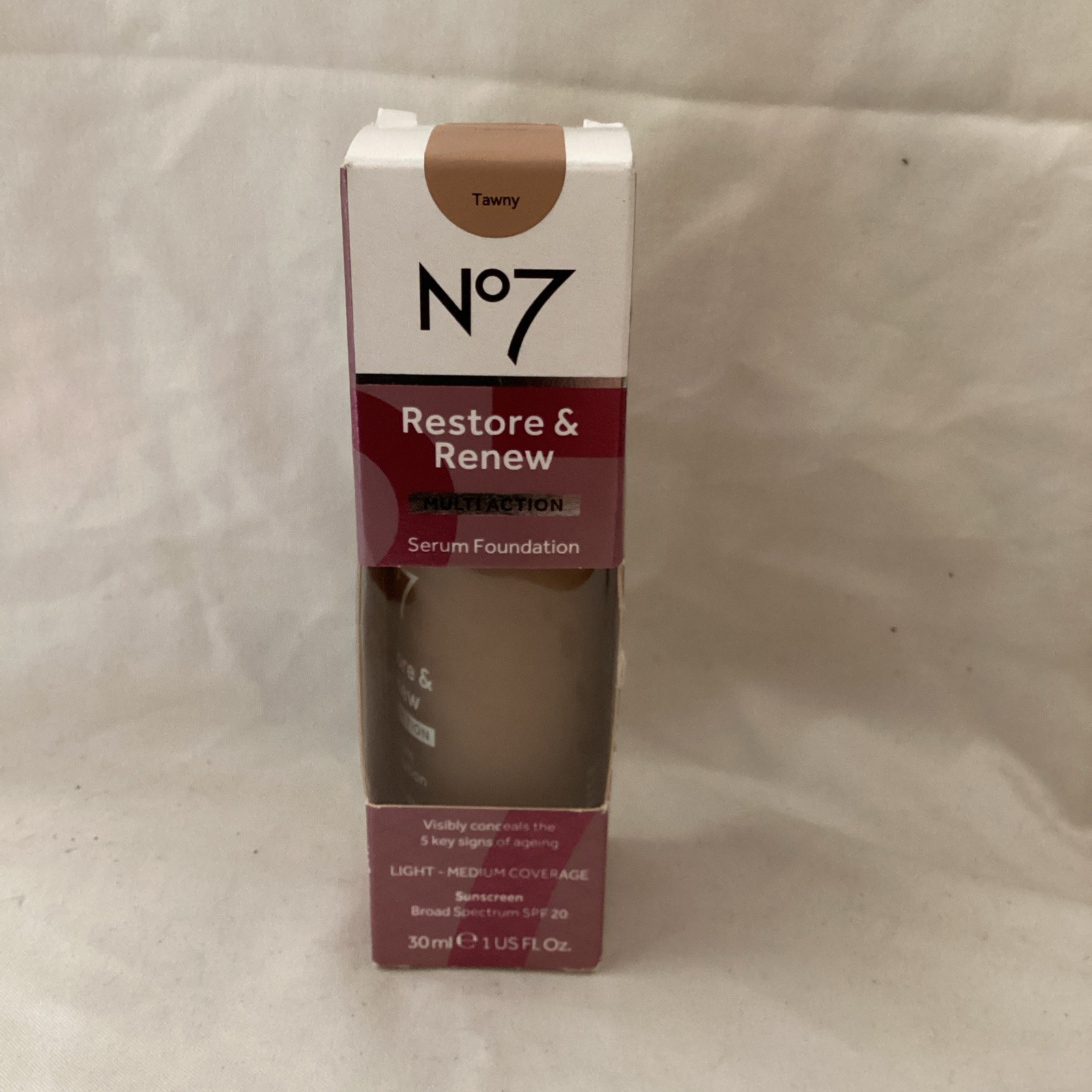No7 Restore & Renew Multi Action Serum Foundation Tawny Exp1/24
