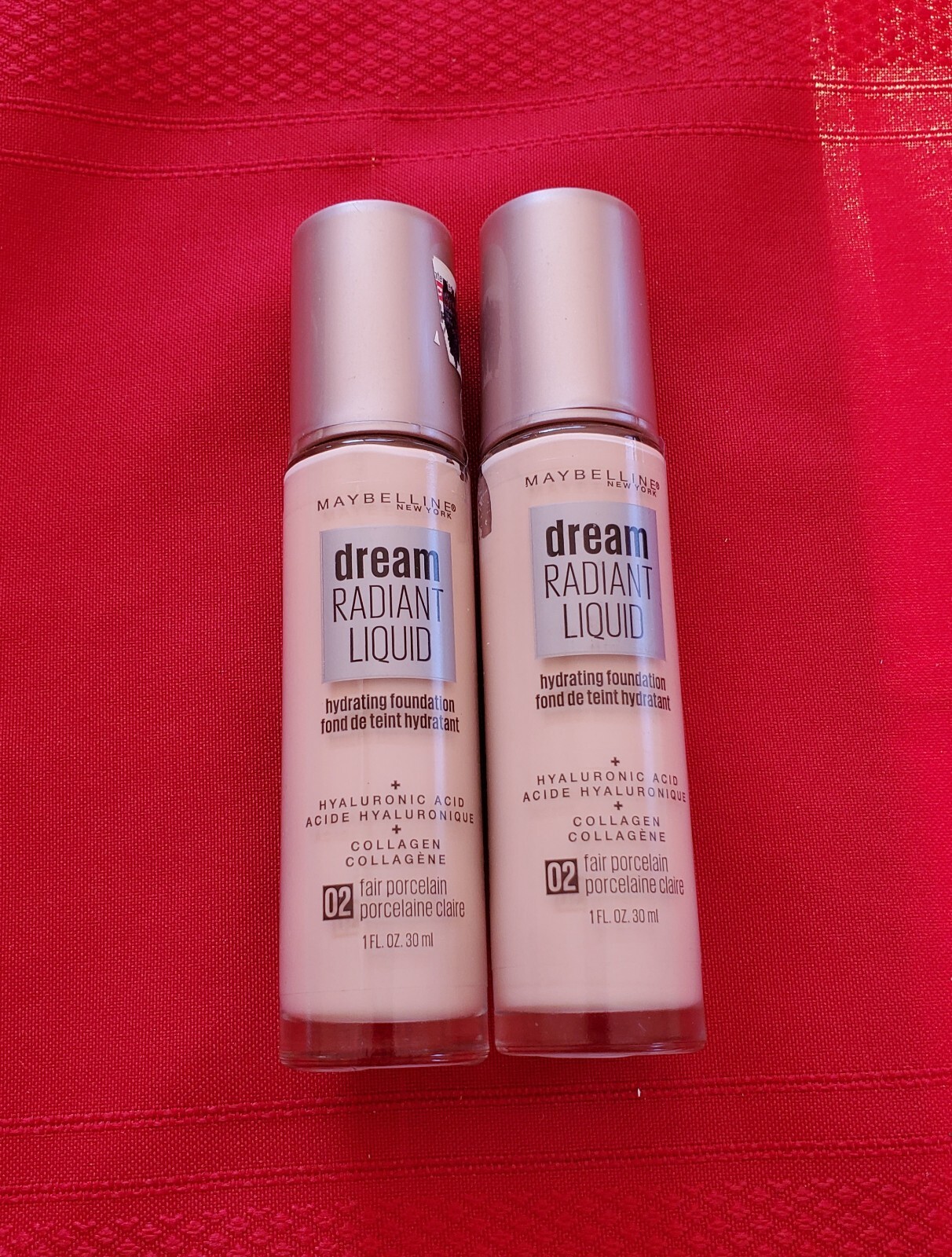 2 Pack Maybelline Dream Radiant Liquid Foundations #02 FAIR PORCELAIN NEW