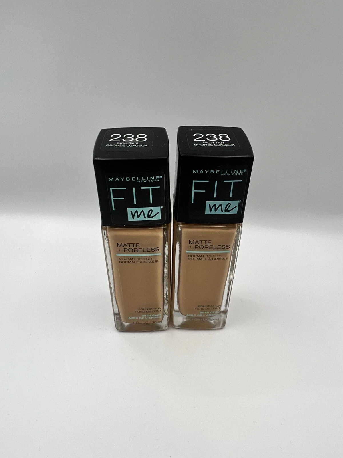 2X Maybelline Fit Me Foundation Matte + Poreless Shade 238 Rich Tan 1oz