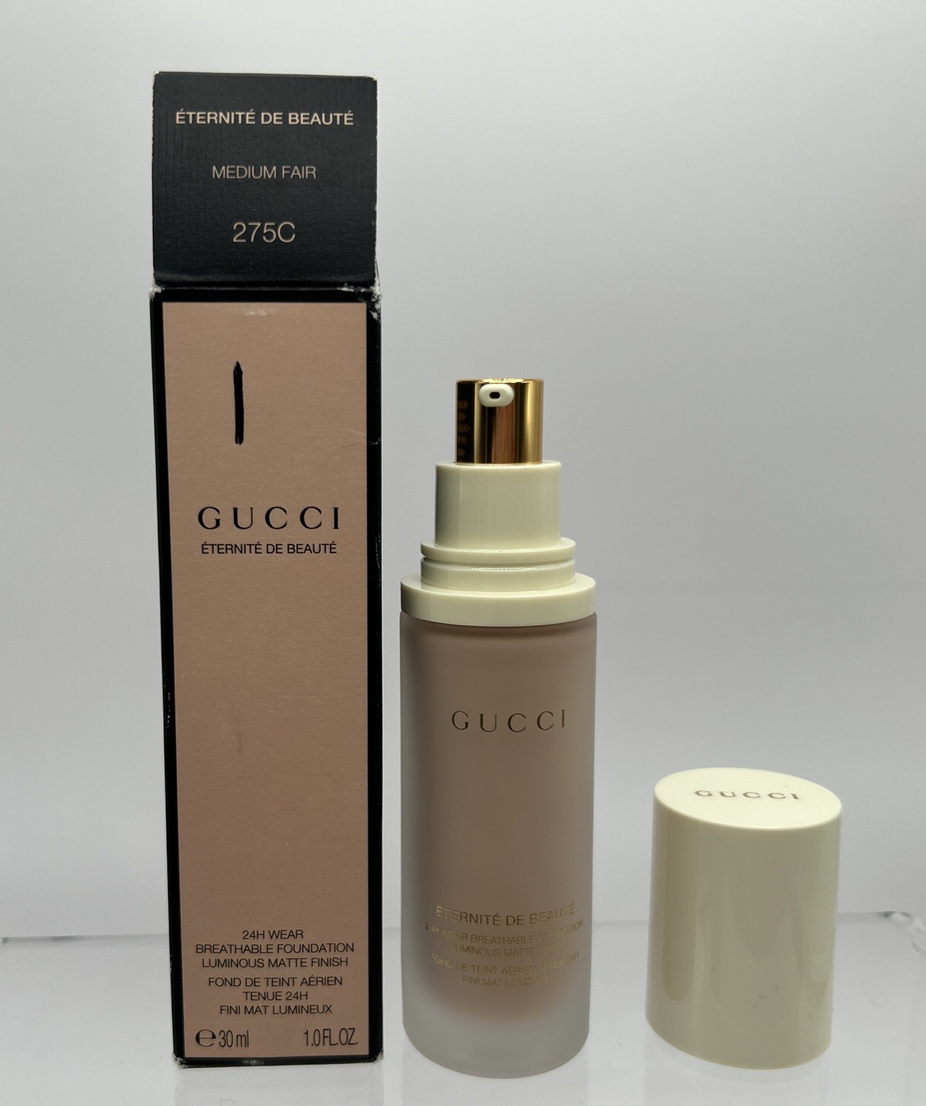 Gucci Foundation 24 Hour Full Coverage Luminous Matte Medium Fair 275C NIB 1 oz