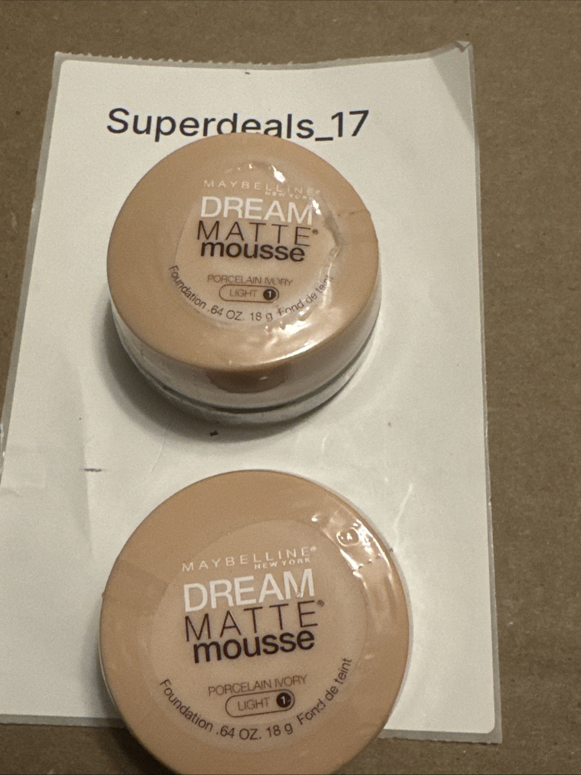 2 PACK MAYBELLINE PORCELAIN IVORY (LIGHT 1) DREAM MATTE MOUSSE FOUNDATION