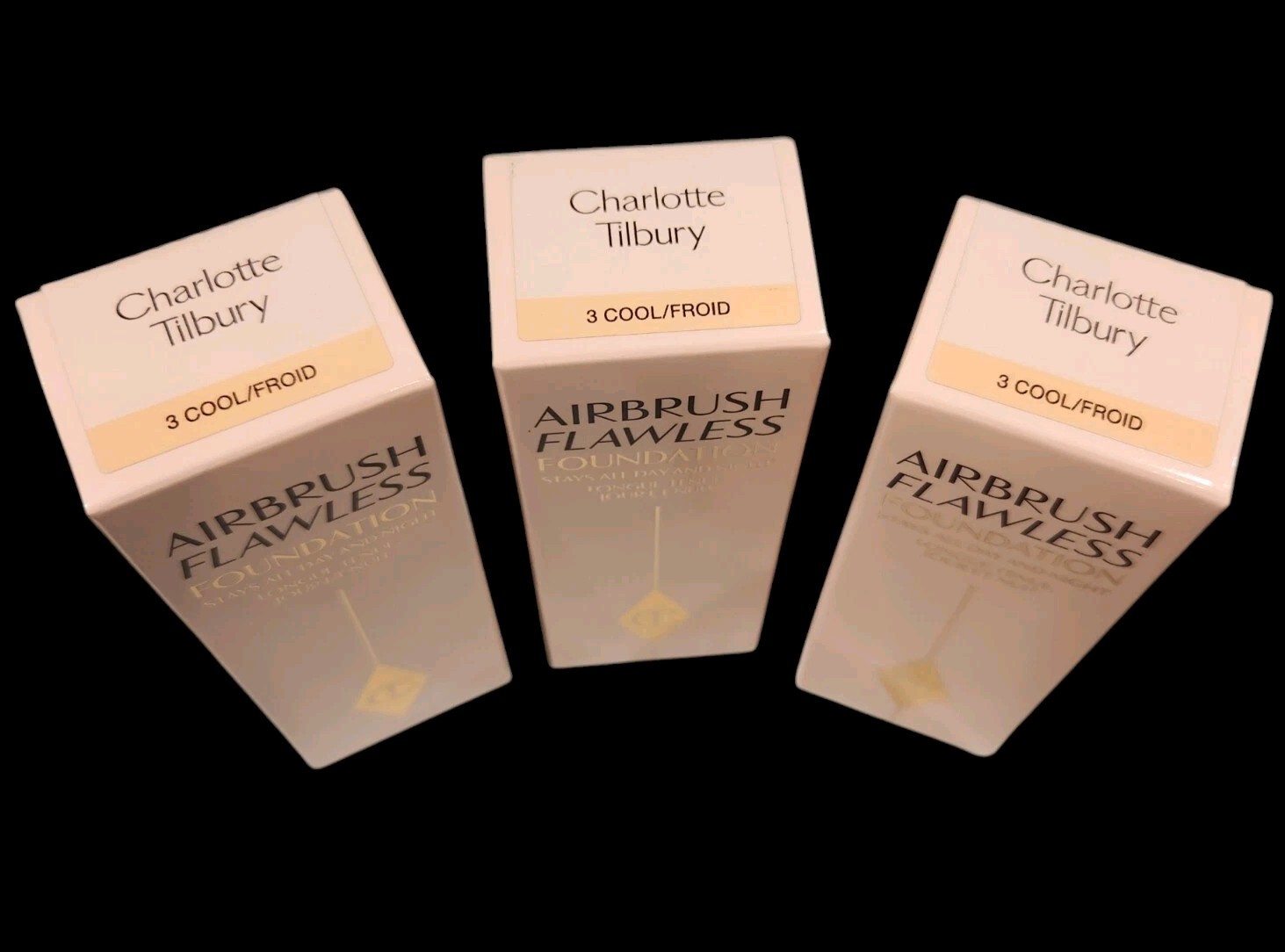 Lot of 3 CHARLOTTE TILBURY Airbrush Flawless Foundation # 3 Cool 30ml/1oz Each