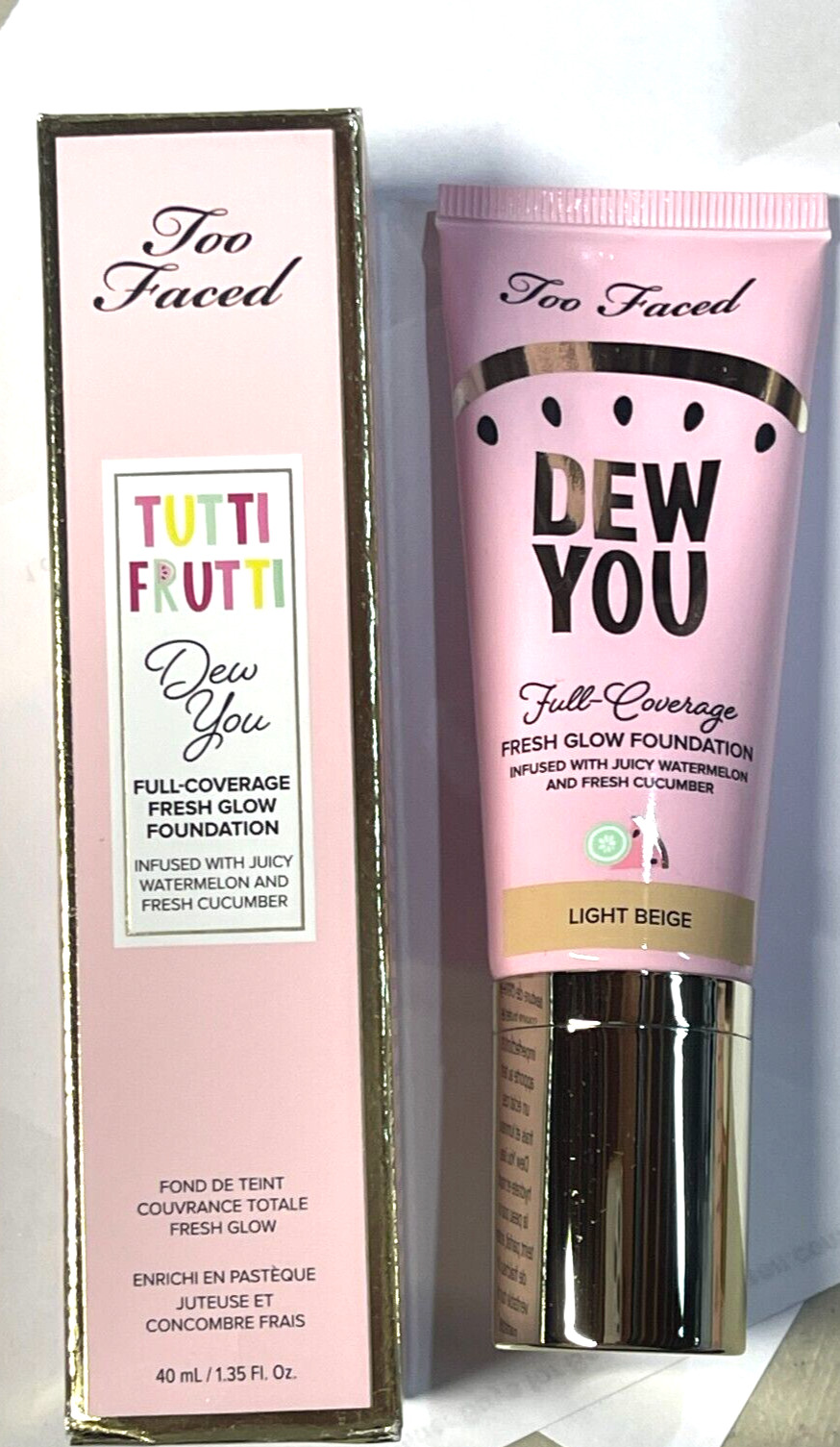 TOO FACED Tutti Frutti Dew You Fresh Glow Foundation in Light Beige- 1.35 fl oz
