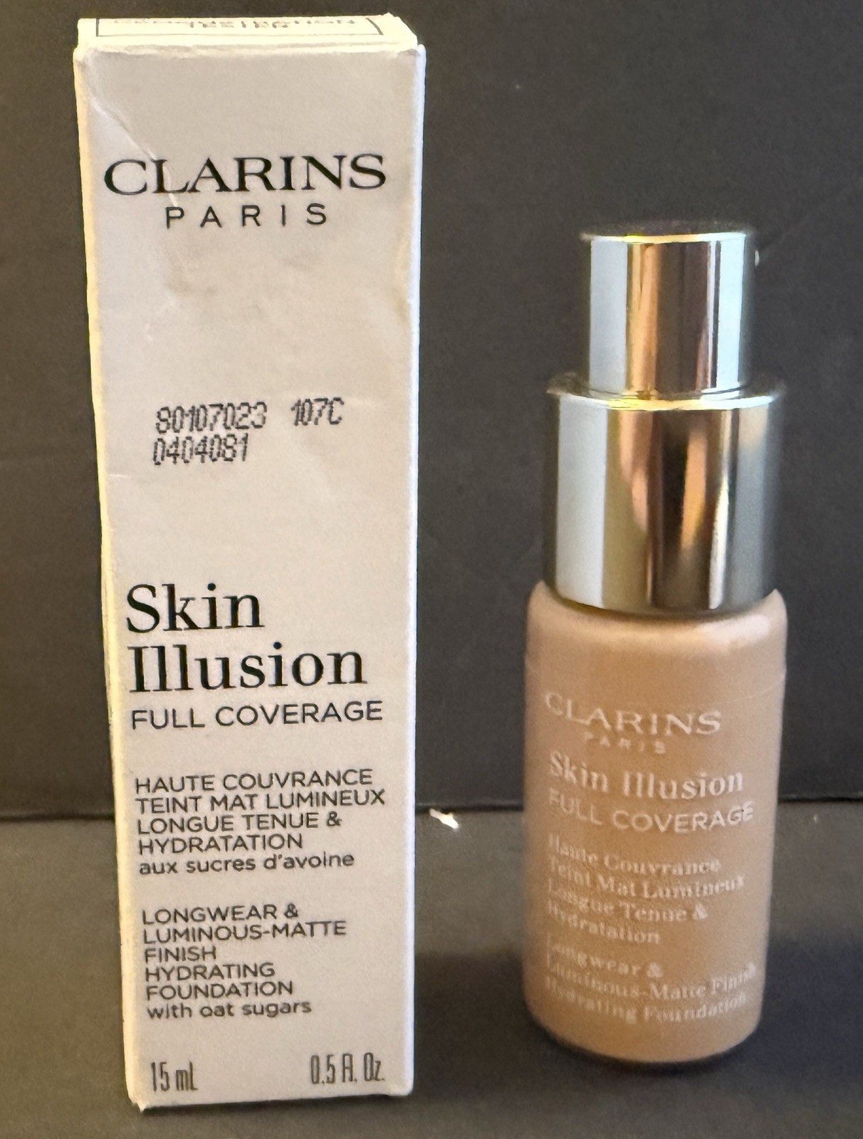 Clarins Skin Illusion Full Coverage Foundation 107C 15ml 0.5oz New Tester No Cap