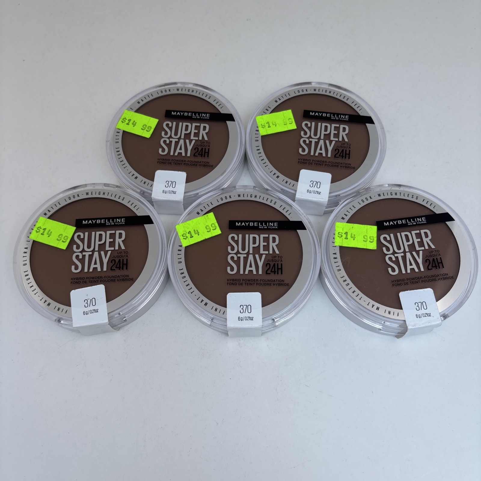 5 Pack Maybelline Super Stay 24H Hybrid Powder Foundation 370 (6g/0.21oz) New