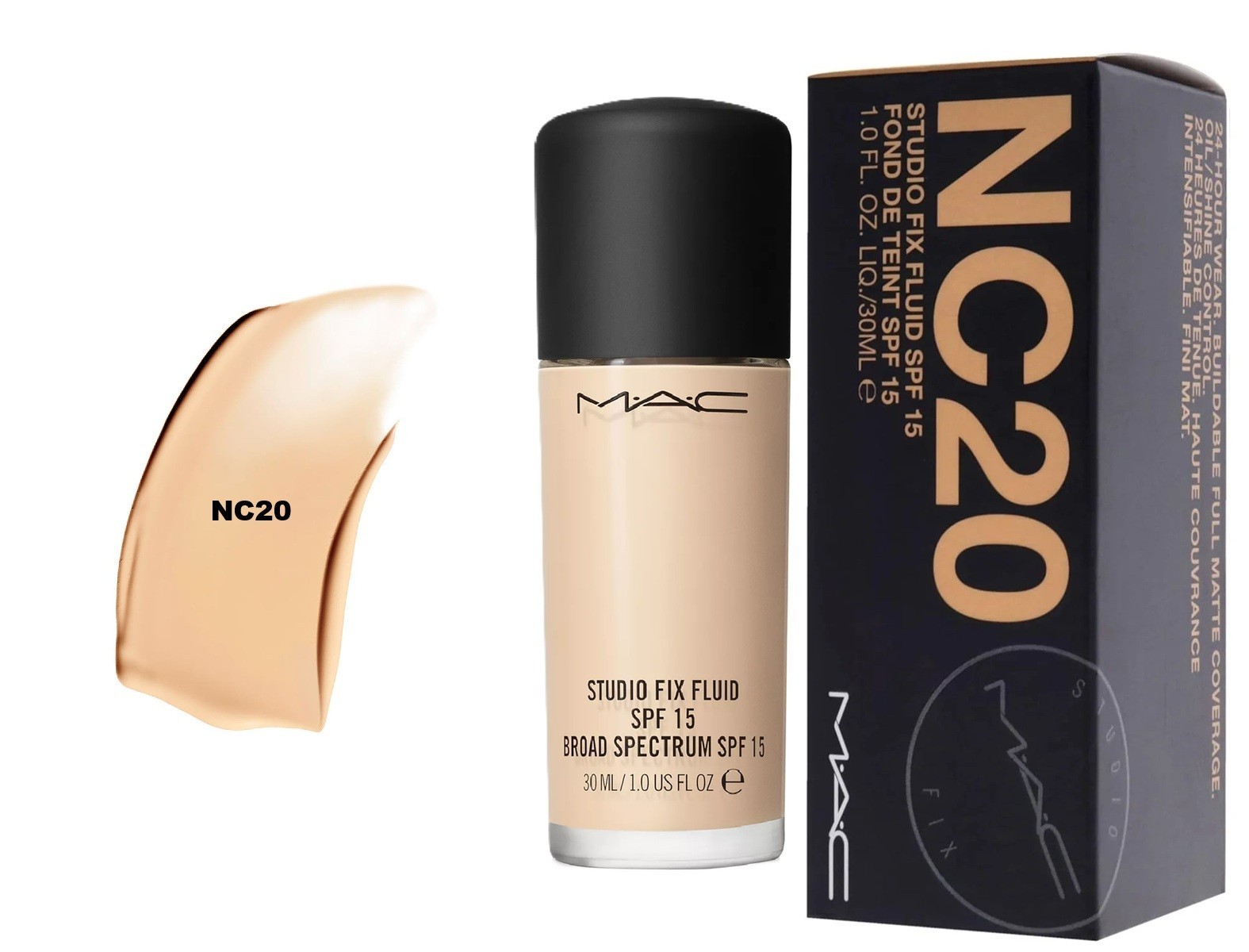 MAC NC20 Studio Fix Fluid SPF15 Foundation 1.0 FL OZ. NIB