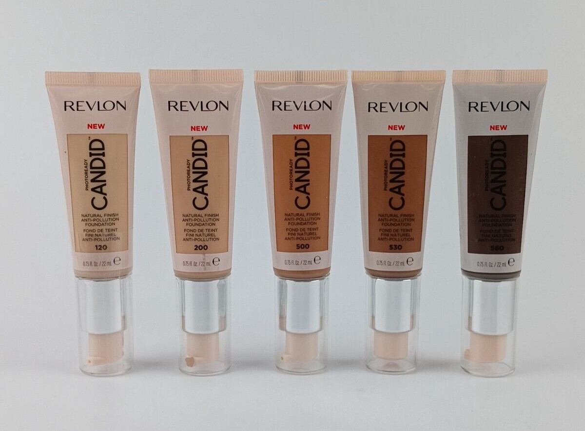 5 PACK MIXED LOT REVLON CANDID FOUNDATION BUFF, PECAN, ESPRESSO, ALMOND & NUDE