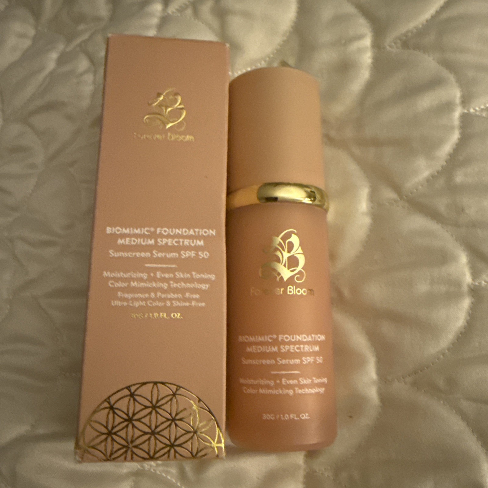 Designed Forever Bloom Biomimic Serum MEDIUM Spectrum Foundation SPF 50 Genuine