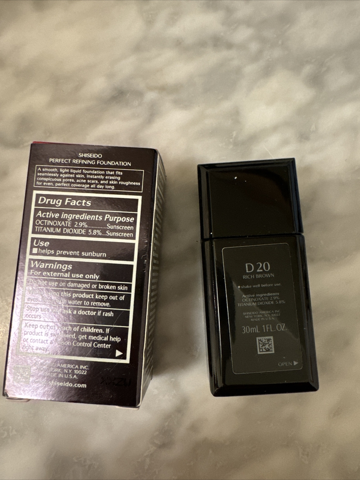 Shiseido Perfect Refining Foundation SPF 15 ~ D20 Rich Brown (med deep)1 oz BNIB