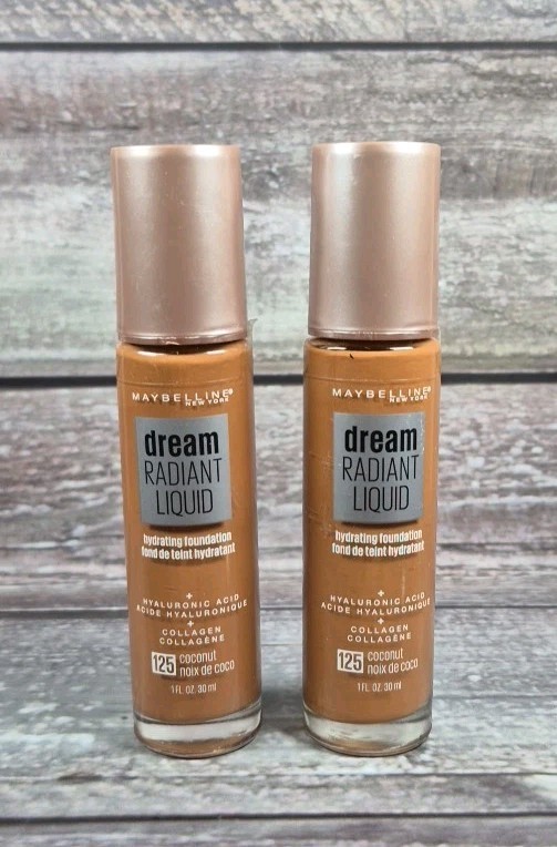 Lot of 2 Maybelline Dream Radiant Liquid Hydrating Foundation, Coconut 125