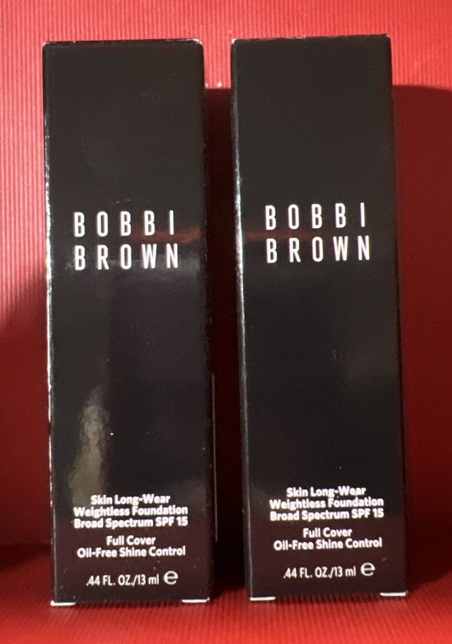 2x Bobbi Brown Skin Long-Wear Weightless Foundation PORCELAIN N-012 NEW .44 Lot