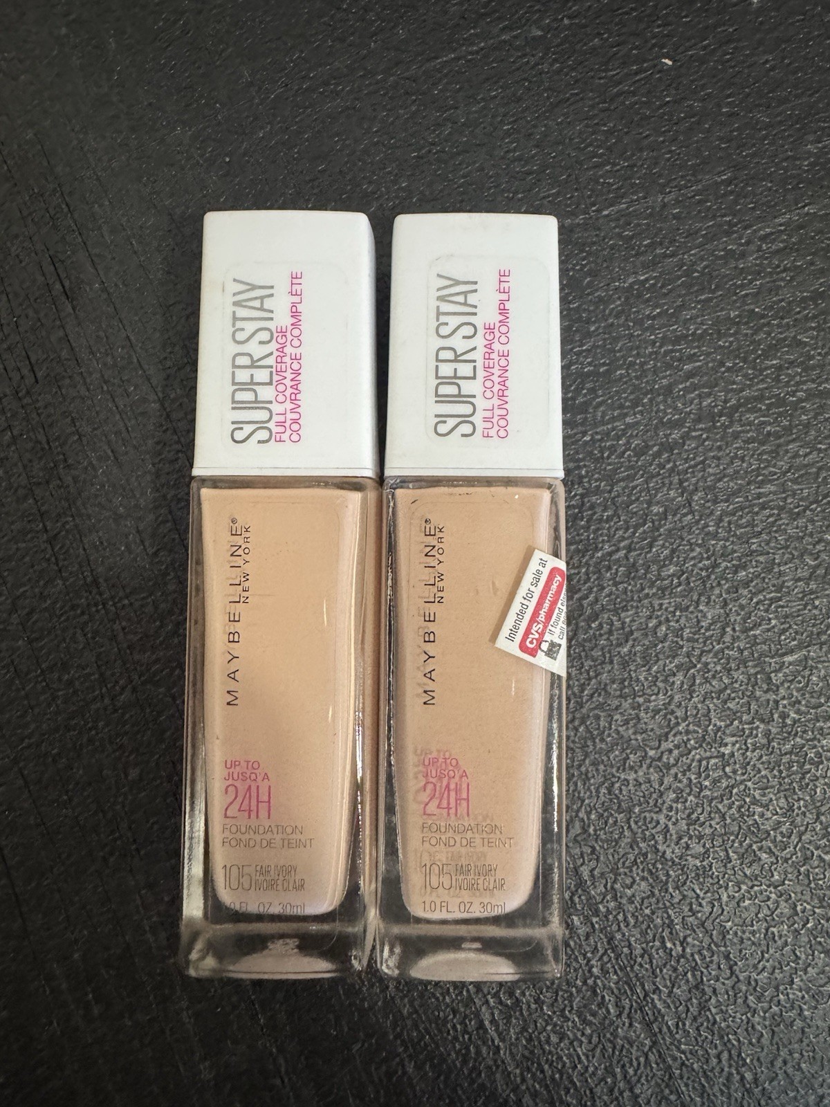 2 Pack!! Maybelline Superstay Full Coverage Foundation #105 Fair Ivory. Read!!