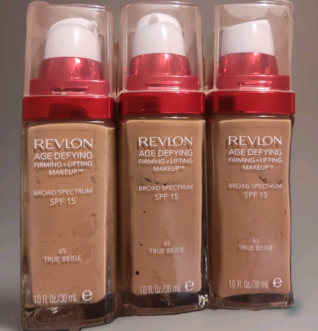 Revlon Age Defying 3X Liquid Foundation 65 True Beige 1 fl oz each – 3 PACK, New