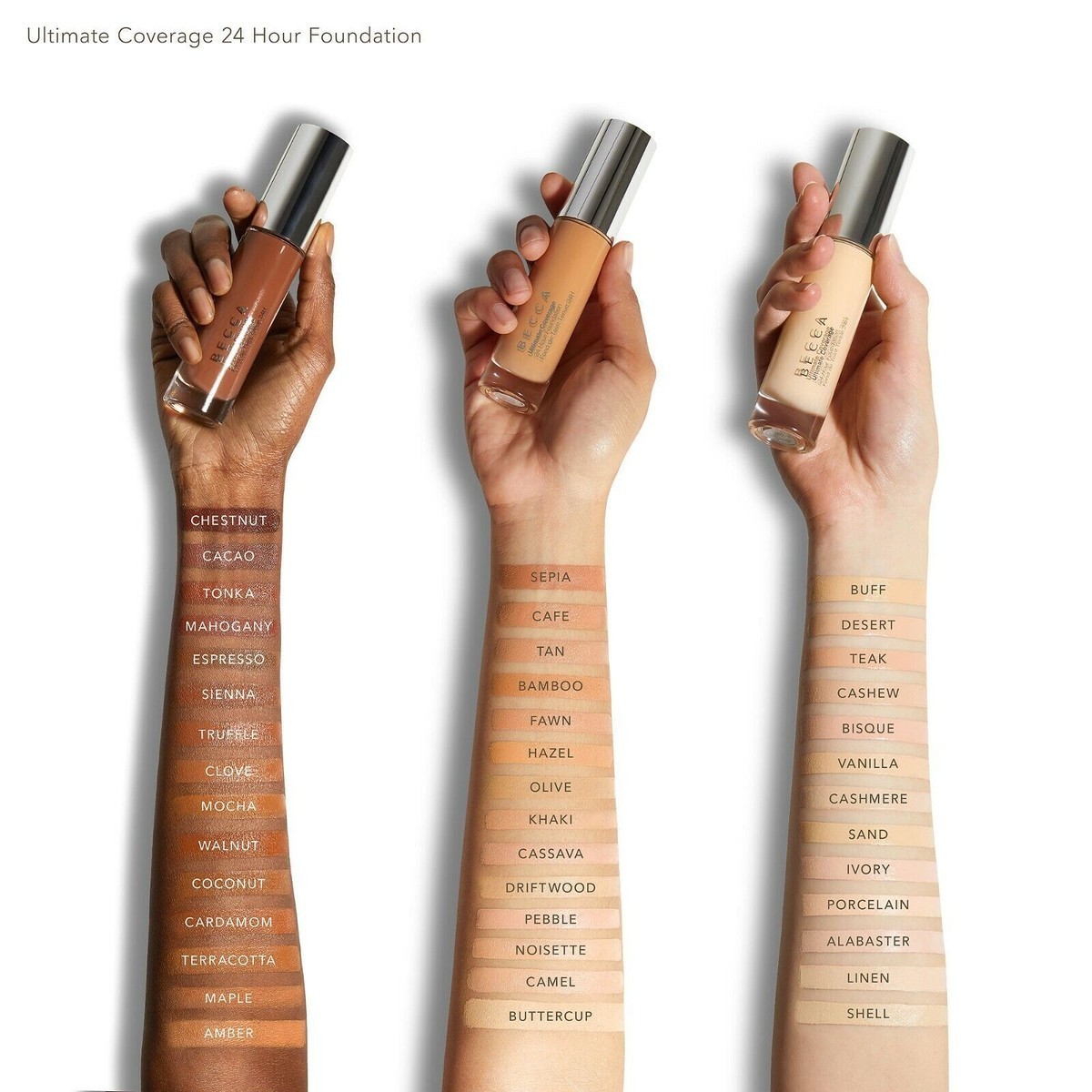 Becca Ultimate Coverage 24 Hour Foundation Face Makeup Walnut 1 FL oz 30mL New