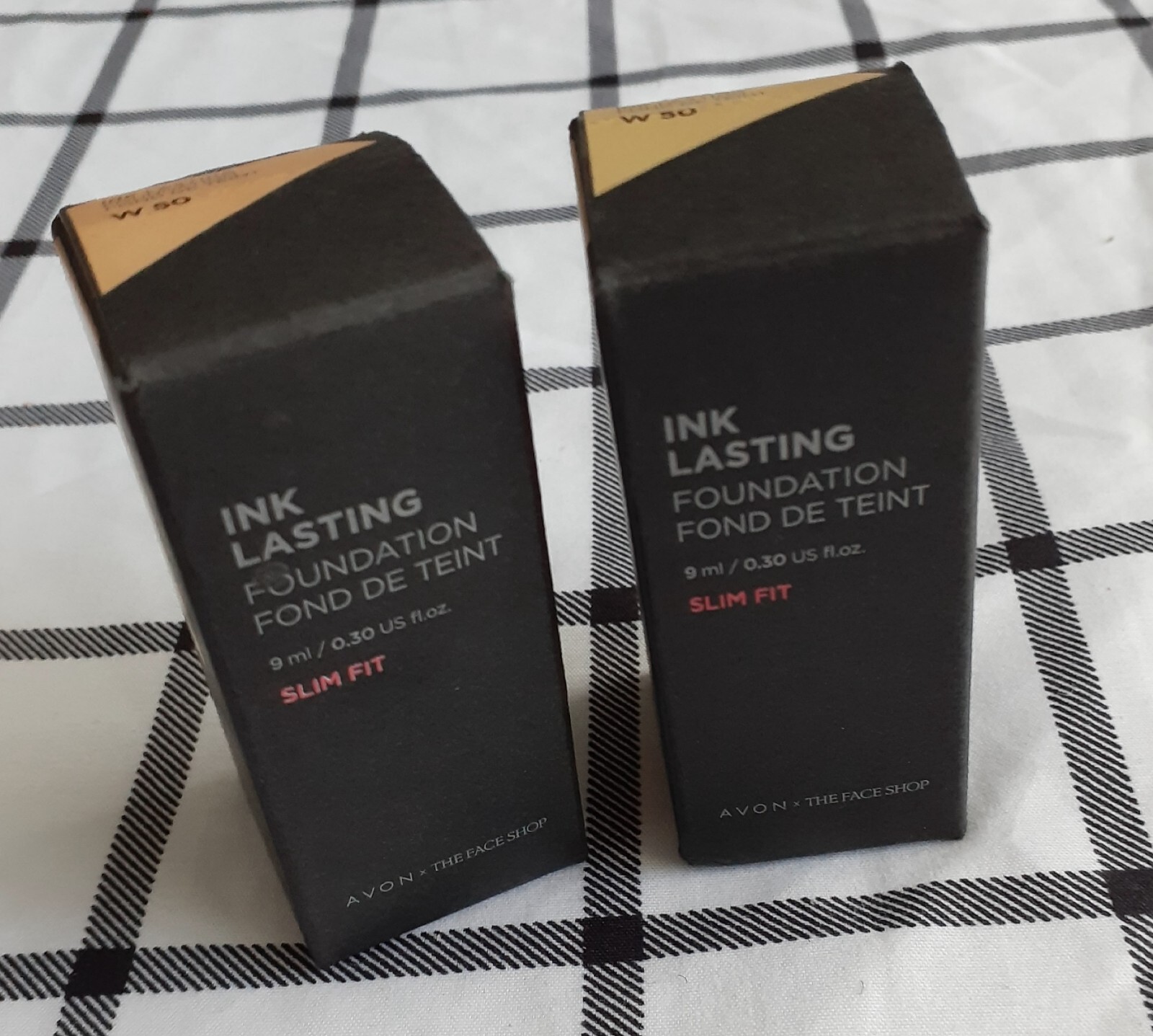 2x Avon The Face Shop Ink Lasting Foundation Slim Fit 9 ml .30 fl.oz W50 Riche
