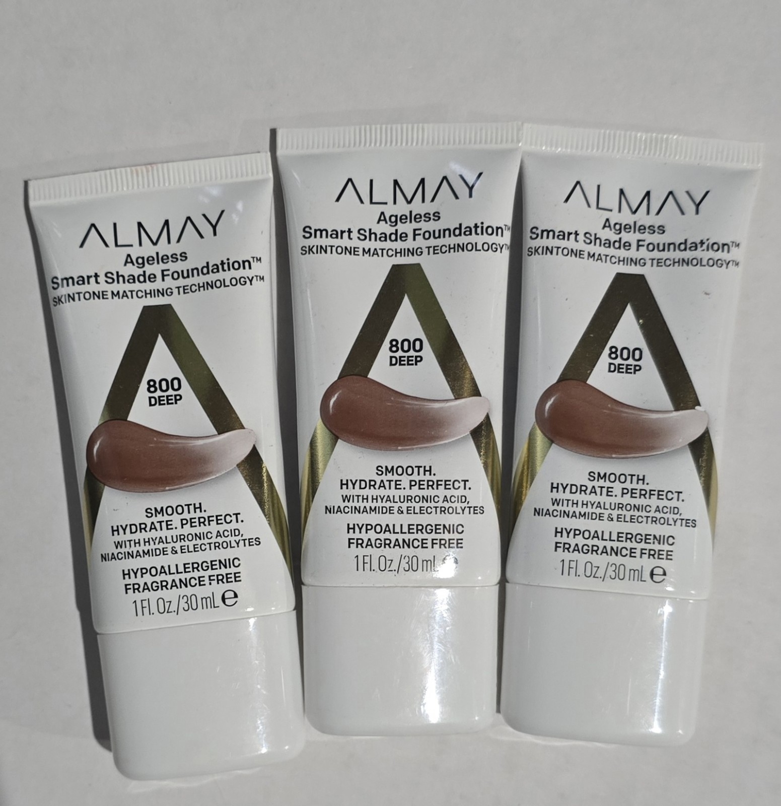 Almay Ageless Smart Shade Foundation, 800 Deep, Hypoallergenic-3 Pack