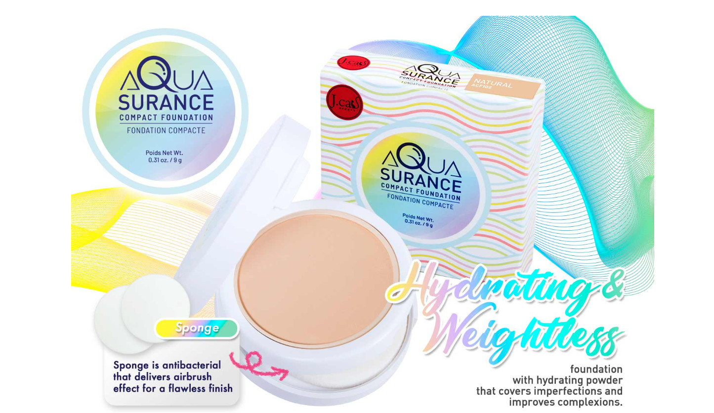 J.Cat AQUASURANCE COMPACT FOUNDATION, ACF101A BUFF, 0.31 oz (9 g)