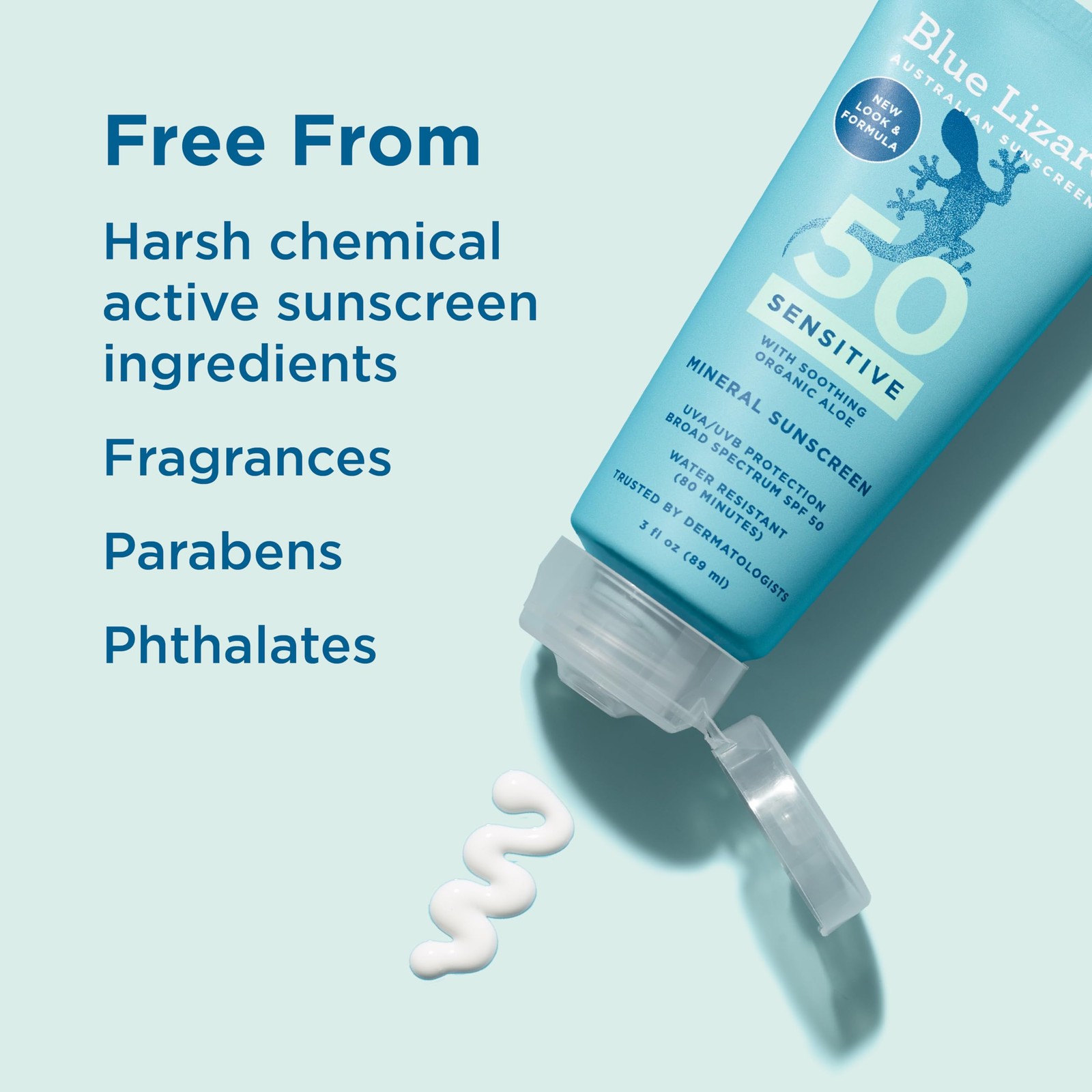 Blue Lizard SENSITIVE Mineral Sunscreen with 3 Fl Oz (Pack of 1), Sensitve
