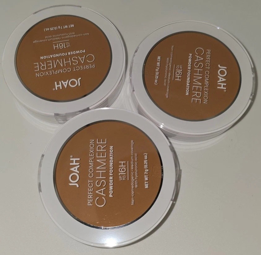 3 Pack JOAH Perfect Complexion Cashmere Powder Foundation DN010 Dark Neutral