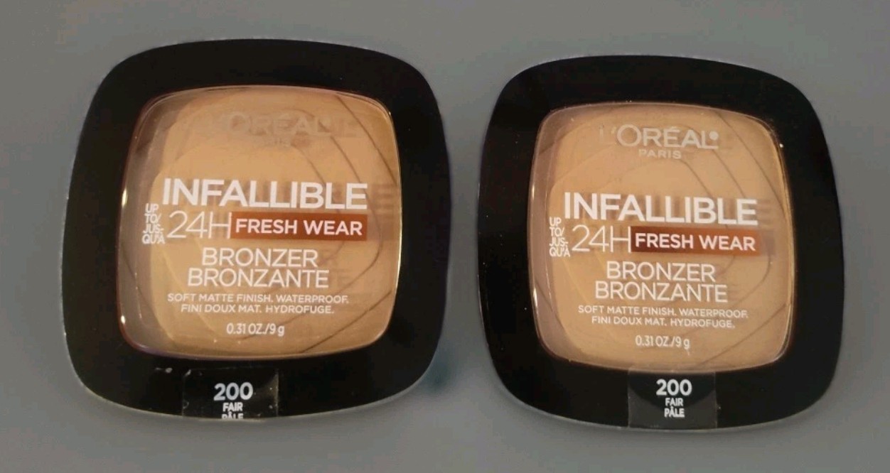 2 PACK L’OREAL Paris INFALLIBLE 24hr FRESH WEAR SOFT MATTE BRONZER 200 Fair/Pale