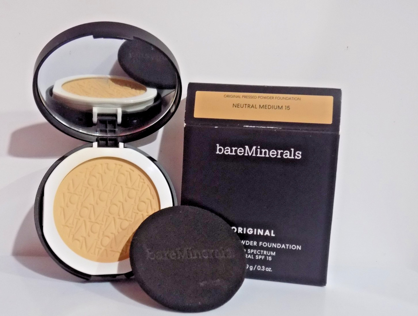 NEW!~bareMinerals Original Pressed Powder Foundation”NEUTRAL MED.15″ EXP. 4/27