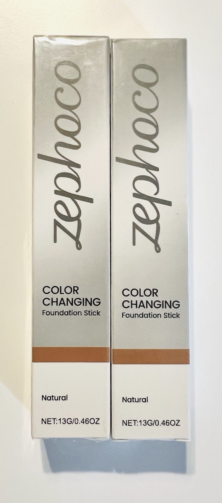 Zephoco Color-Changing Foundation Stick -NATURAL- Detachable Brush 0.46 oz – 2PK