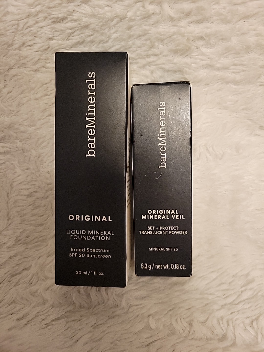 BARE MINERALS ORIGINAL LIQUID FOUNDATION Dark Medium & Mineral Veil .18oz