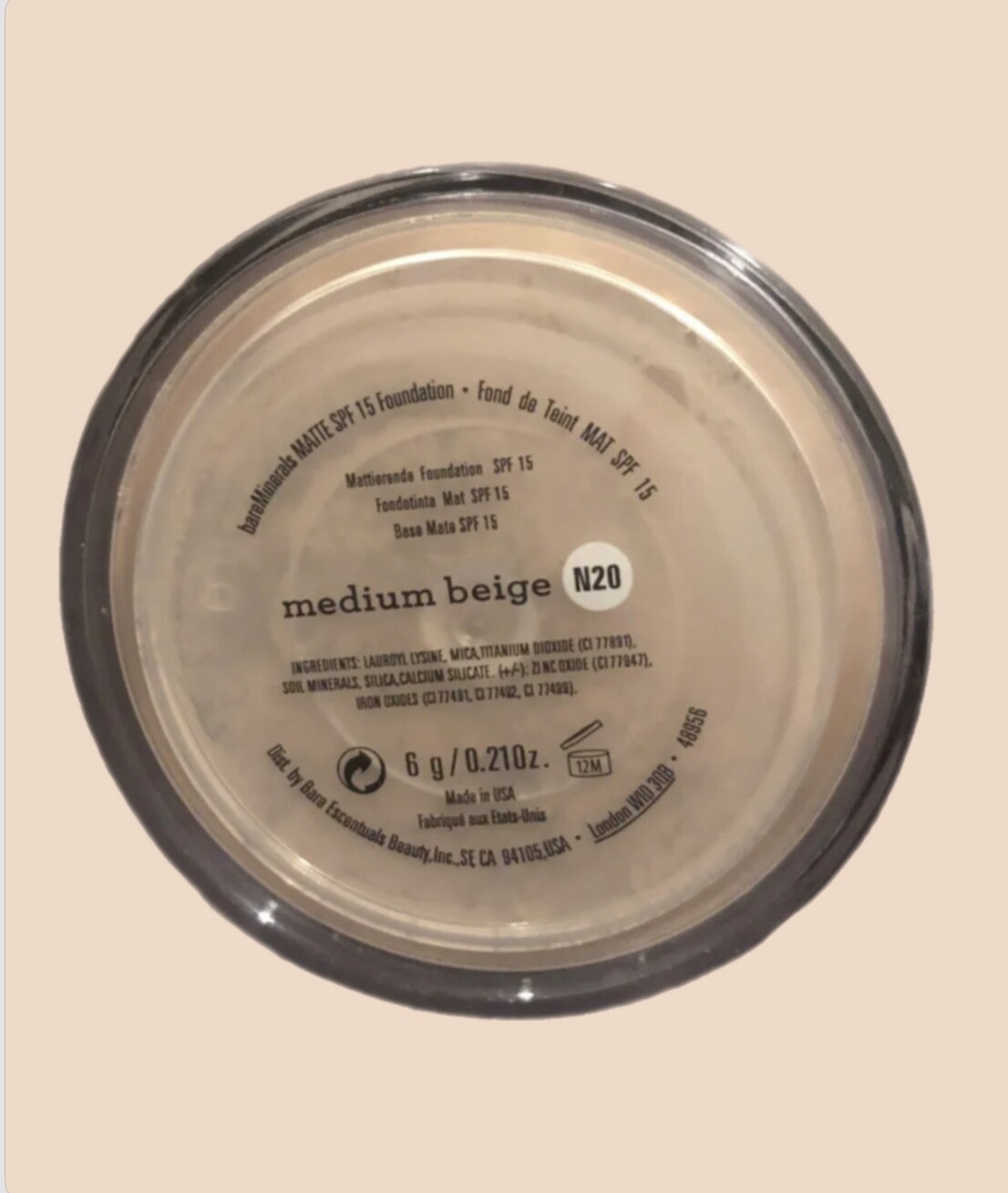 BareMinerals MATTE Foundation MEDIUM BEIGE N20 ~6g~