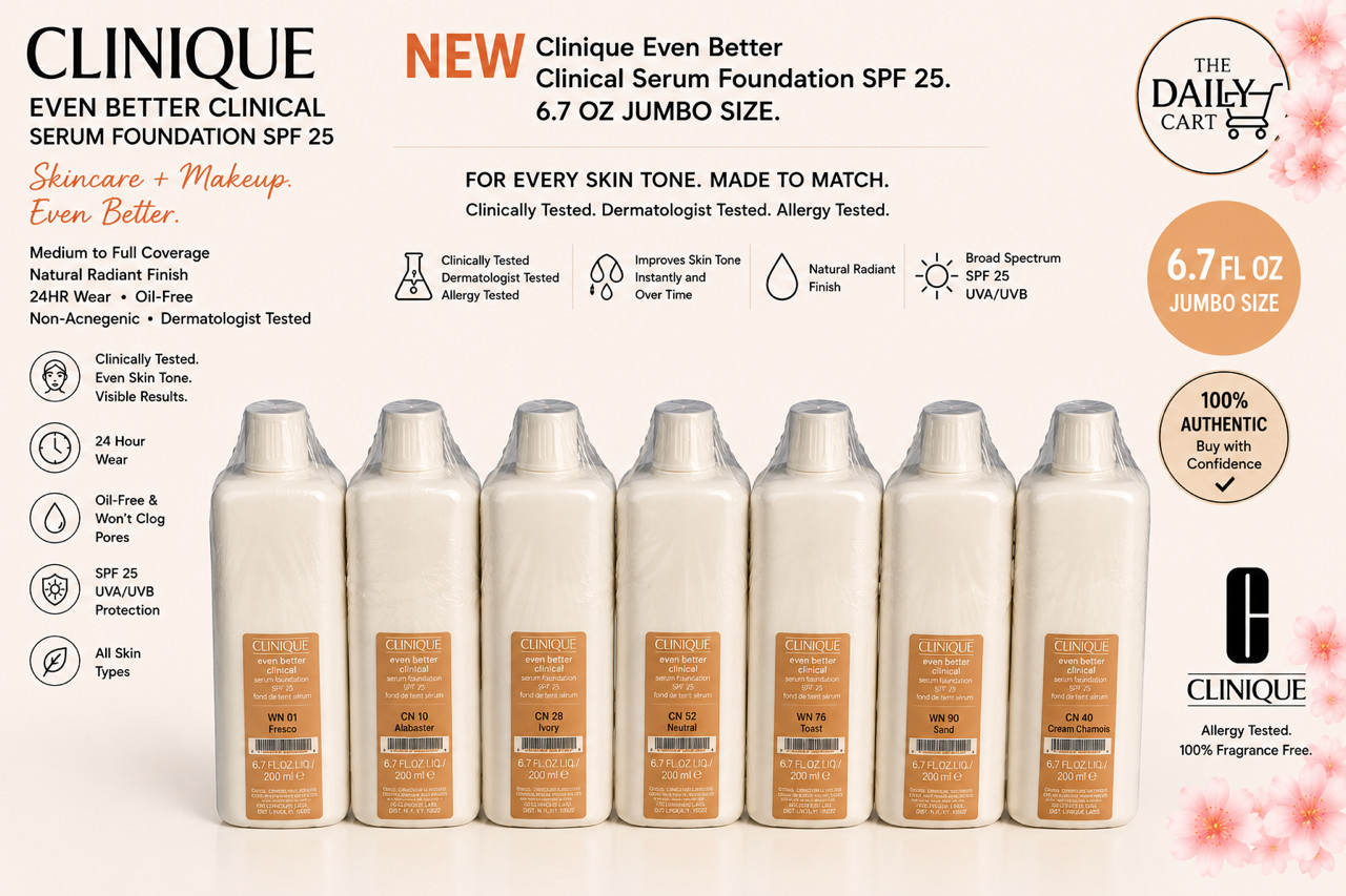 NEW Even Better Clinical Serum Foundation SPF 25 Jumbo size 6.7OZ 200ml