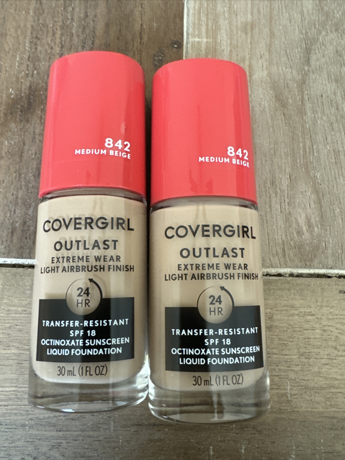 2- COVERGIRL Outlast Extreme Wear Foundation 842 Medium Beige Exp FE/25
